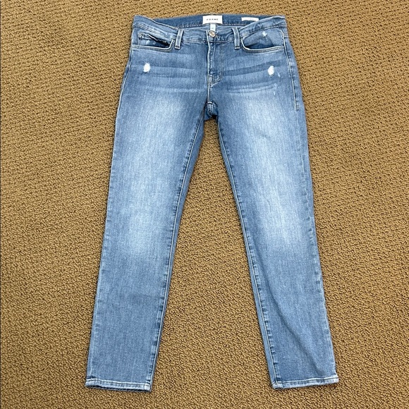 Frame Humphrey Rips Le Garcon Straight Leg Distressed Stretch Organic Cotton 27 - Picture 1 of 16